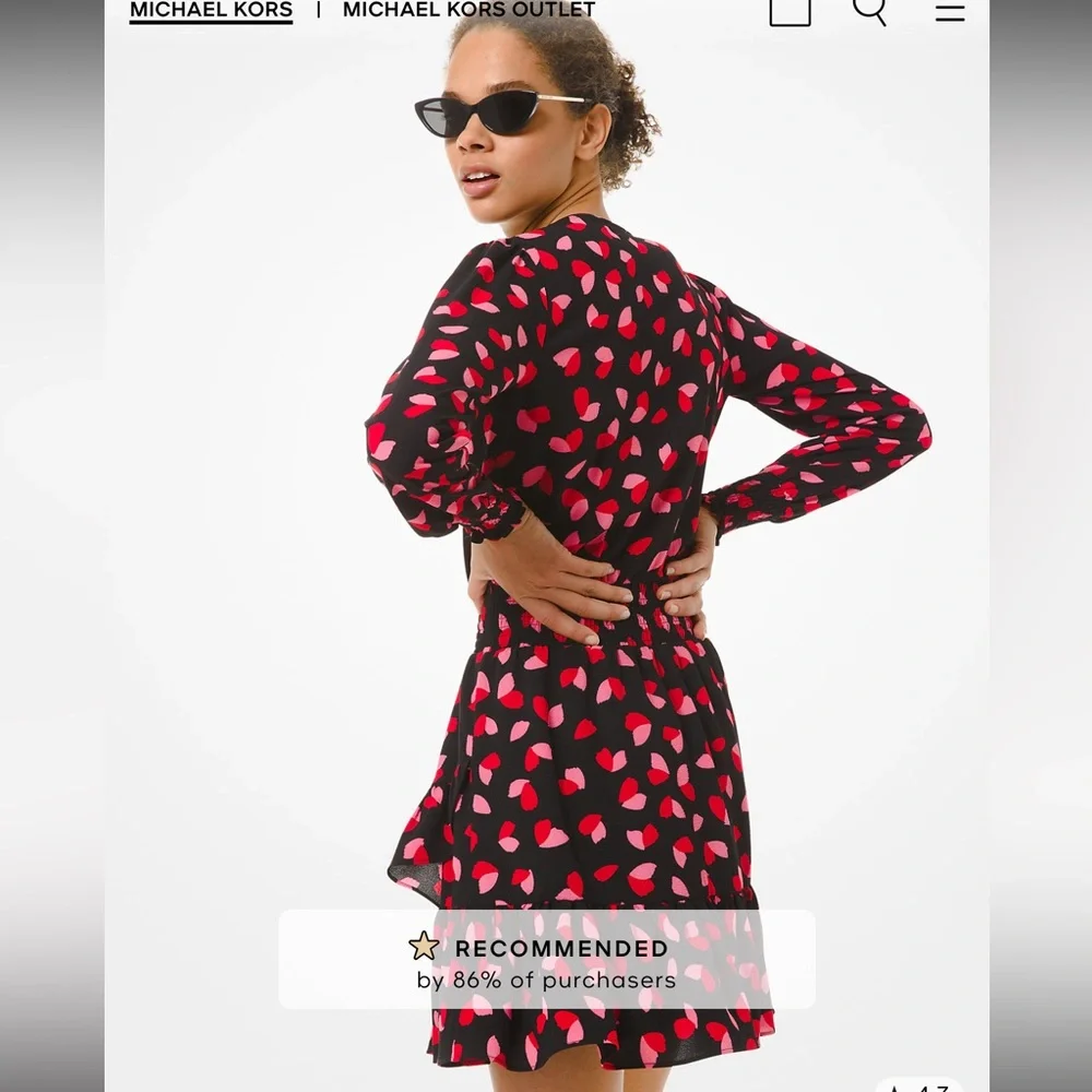 MICHAEL KORS Petal Crepe Wrap Ruffle Dress - Picture 2 of 7